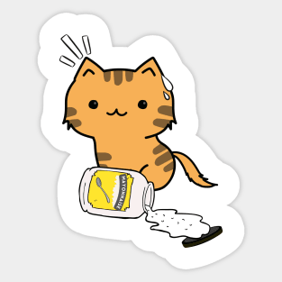 Cute Orange Cat spilled mayonnaise Sticker